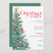Party Wasserfarbe Tree Weihnachten Einladung (Vorne/Hinten)