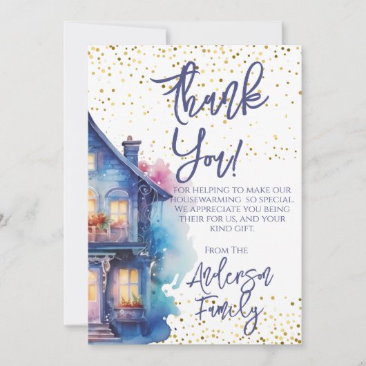 Party Wasserfarben Dankeskarte (Vorderseite)