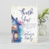 Party Wasserfarben Dankeskarte (Stehend Vorderseite)