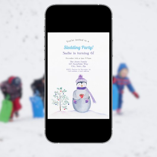 Party Wasserfarbener Pinguin Einladung