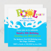 Party "Water Splash Girl Pool" Einladung (Vorne/Hinten)