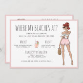 Party Watercolor Bachelorette Beach Wochenende Einladung (Vorne/Hinten)