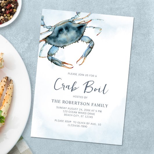 Party "Watercolor Blue Crab Boil" Einladung
