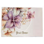 Party Watercolor Boho Pink Blume Elegant Stilvoll Große Geschenktüte (Rückseite)