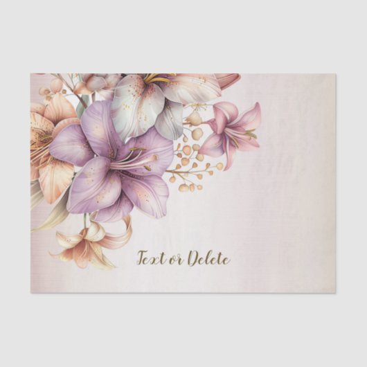 Party Watercolor Boho Pink Blume Elegant Stilvoll Seidenpapier (Vorderseite)