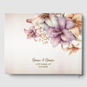 Party Watercolor Boho Rosa Blume Elegant Gästebuch (Rückseite)