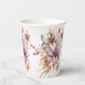 Party Watercolor Boho Rosa Blume Elegant Pappbecher (Rückseite)