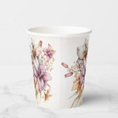 Party Watercolor Boho Rosa Blume Elegant Pappbecher (Rechts)