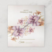 Party Watercolor Boho Rosa Blume Elegant Platzkarte (Außenseite Aufgefaltet)