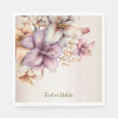 Party Watercolor Boho Rosa Blume Elegant Serviette (Vorderseite)