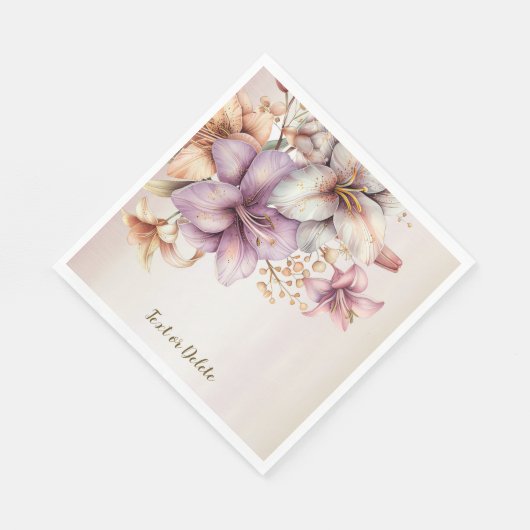 Party Watercolor Boho Rosa Blume Elegant Serviette (Ecke)