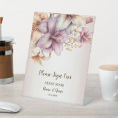 Party Watercolor Boho Rosa Blume Elegant Sockelschild (In SItu)