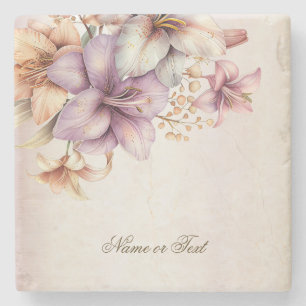 Party Watercolor Boho Rosa Blume Elegant Steinuntersetzer