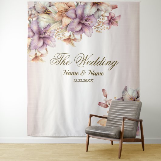 Party Watercolor Boho Rosa Blume Elegant Wandteppich (Beispiel)