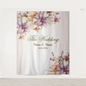 Party Watercolor Boho Rosa Blume Elegant Wandteppich (Vorderseite)