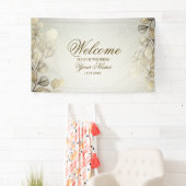 Party Watercolor Golden Eucalyptus Foliage Shiny Banner (Insitu)