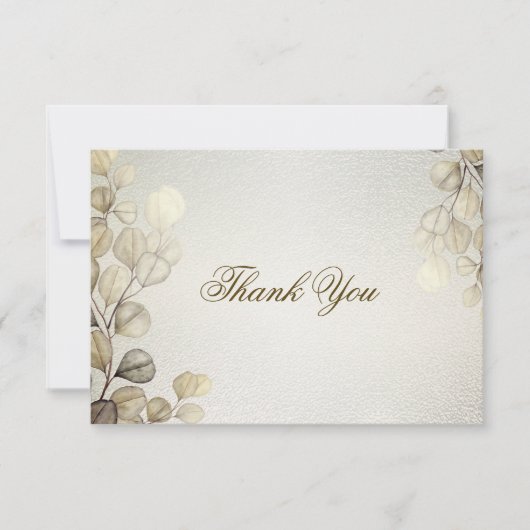 Party Watercolor Golden Eucalyptus Foliage Shiny Dankeskarte (Vorderseite)