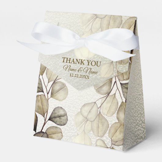 Party Watercolor Golden Eucalyptus Foliage Shiny Geschenkschachtel (Vorderseite)