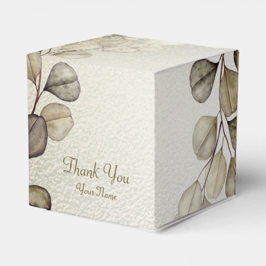 Party Watercolor Golden Eucalyptus Foliage Shiny Geschenkschachtel (Rückseite)