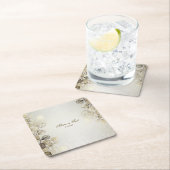 Party Watercolor Golden Eucalyptus Foliage Shiny Rechteckiger Pappuntersetzer (Vor Ort)