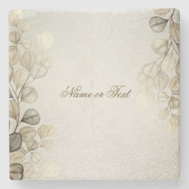 Party Watercolor Golden Eucalyptus Foliage Shiny Steinuntersetzer