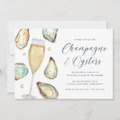 Party "Watercolor Pearl Champagne & Oysters" Einladung (Vorderseite)