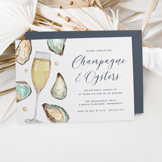 Party "Watercolor Pearl Champagne & Oysters" Einladung