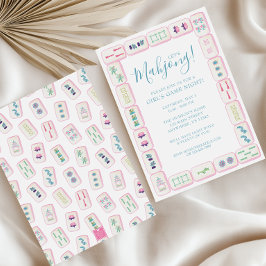 Party "Watercolor Pink" und "Green Mahjong Tiles" Einladung