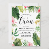 Party Watercolor Tropical Floral Frame Luau Einladung (Vorderseite)