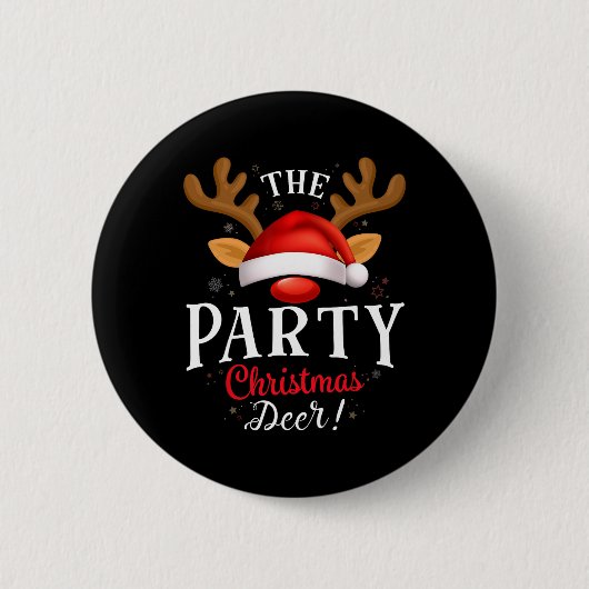 Party Weihnachten Hirsch Pjs Xmas Familie Matching Button (Vorderseite)