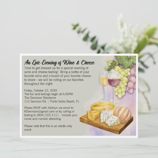 Party Wein & Käse Einladung (Stehend Vorderseite)