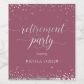 Party Weinetiketten Elegantes Silber, Rosa Weinetikett (Einzelnes Label)