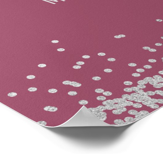 Party-Werteplakat Elegantes Silber, Rosa Poster (Ecke)