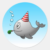 Party Whale Runder Aufkleber (Vorderseite)
