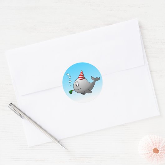 Party Whale Runder Aufkleber (Umschlag)