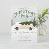 Party "White Car Chistmas Tree Party" Einladung (Stehend Vorderseite)