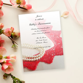 Party "White Pearls" und "Red Lace Quinceañera" Einladung
