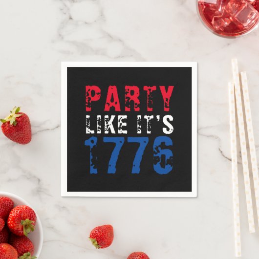 Party wie 1776 rot-blaue Typografie Serviette (Beispiel)