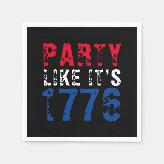 Party wie 1776 rot-blaue Typografie Serviette (Vorderseite)