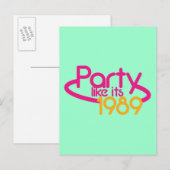 PARTY wie 1989 Einladungspostkarte (Vorne/Hinten)