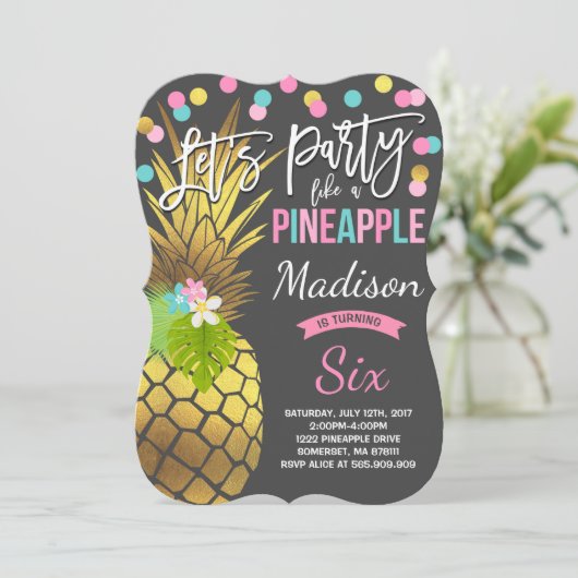 Party wie Ananas zum Geburtstag Einladung (Stehend Vorderseite)