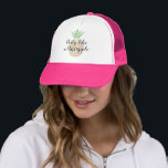 Party wie Ananas zum Geburtstag oder zur Hochzeit Truckerkappe<br><div class="desc">Tropisch-hawaiianisches Party wie eine Ananas-Hochzeit, Bachelorette oder Birthday White Wedding Hat für eine Hawaii-Hochzeit in Urlaubsort oder Geburtstagsparty.</div>