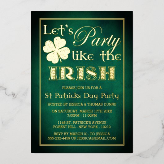 Party wie das Irish St. Patrick's Day Party real Folieneinladung (Vorderseite)