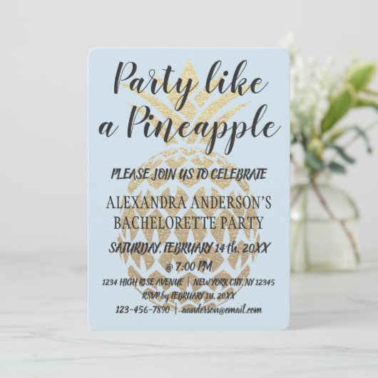 Party wie ein Ananas-Junggeselinnen-Abschied Einladung (Stehend Vorderseite)