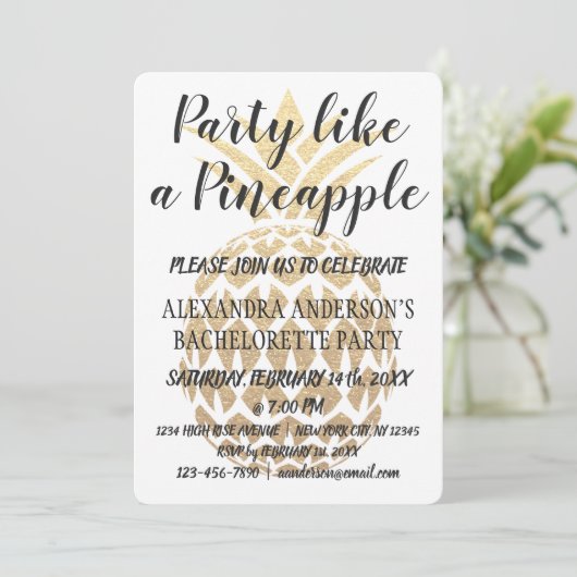 Party wie ein Ananas-Junggeselinnen-Abschied Einladung (Stehend Vorderseite)