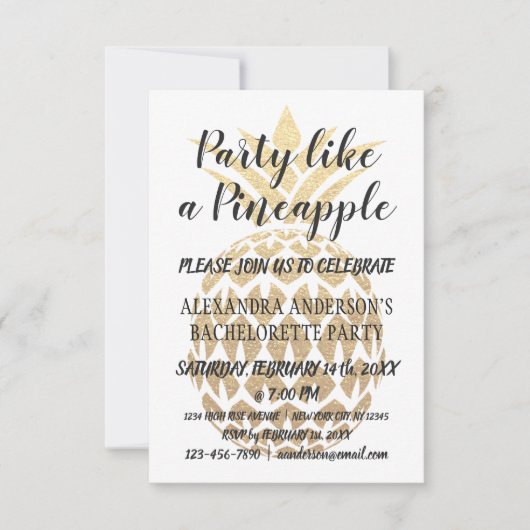 Party wie ein Ananas-Junggeselinnen-Abschied Einladung (Vorderseite)