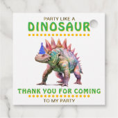 Party wie ein Dinosaurier Danke Personalisiert Geschenkanhänger (Rückseite)