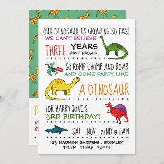 Party wie ein Dinosaurier Geburtstagsparty Einladu Einladung