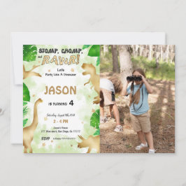 Party wie ein Dinosaurier, Geburtstagsparty-Foto Einladung