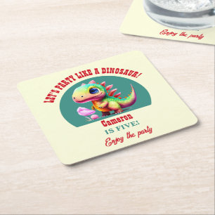 Party wie ein Dinosaurier jedes Alters farbenfroh  Rechteckiger Pappuntersetzer